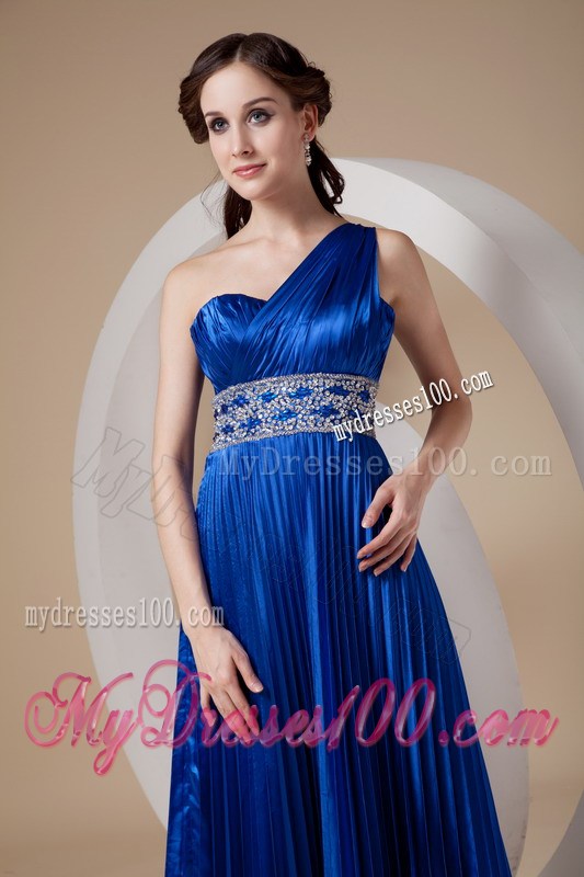 2013 Royal Blue Empire One Shoulder Prom Dress with Beading