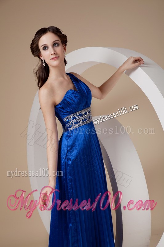2013 Royal Blue Empire One Shoulder Prom Dress with Beading