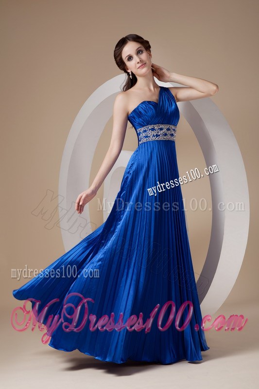 2013 Royal Blue Empire One Shoulder Prom Dress with Beading