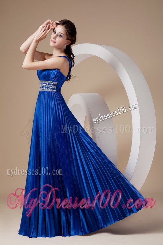 2013 Royal Blue Empire One Shoulder Prom Dress with Beading