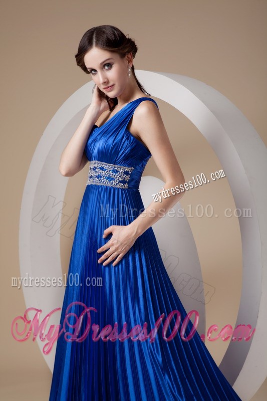 2013 Royal Blue Empire One Shoulder Prom Dress with Beading