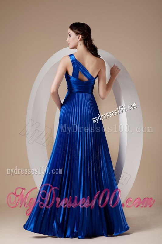 2013 Royal Blue Empire One Shoulder Prom Dress with Beading