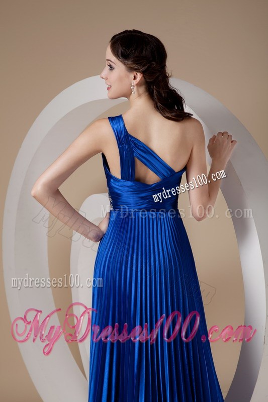 2013 Royal Blue Empire One Shoulder Prom Dress with Beading