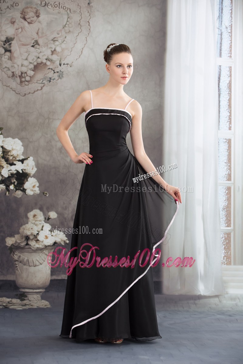 Simple Spaghetti Straps Black Long Formal Evening Dress for Women