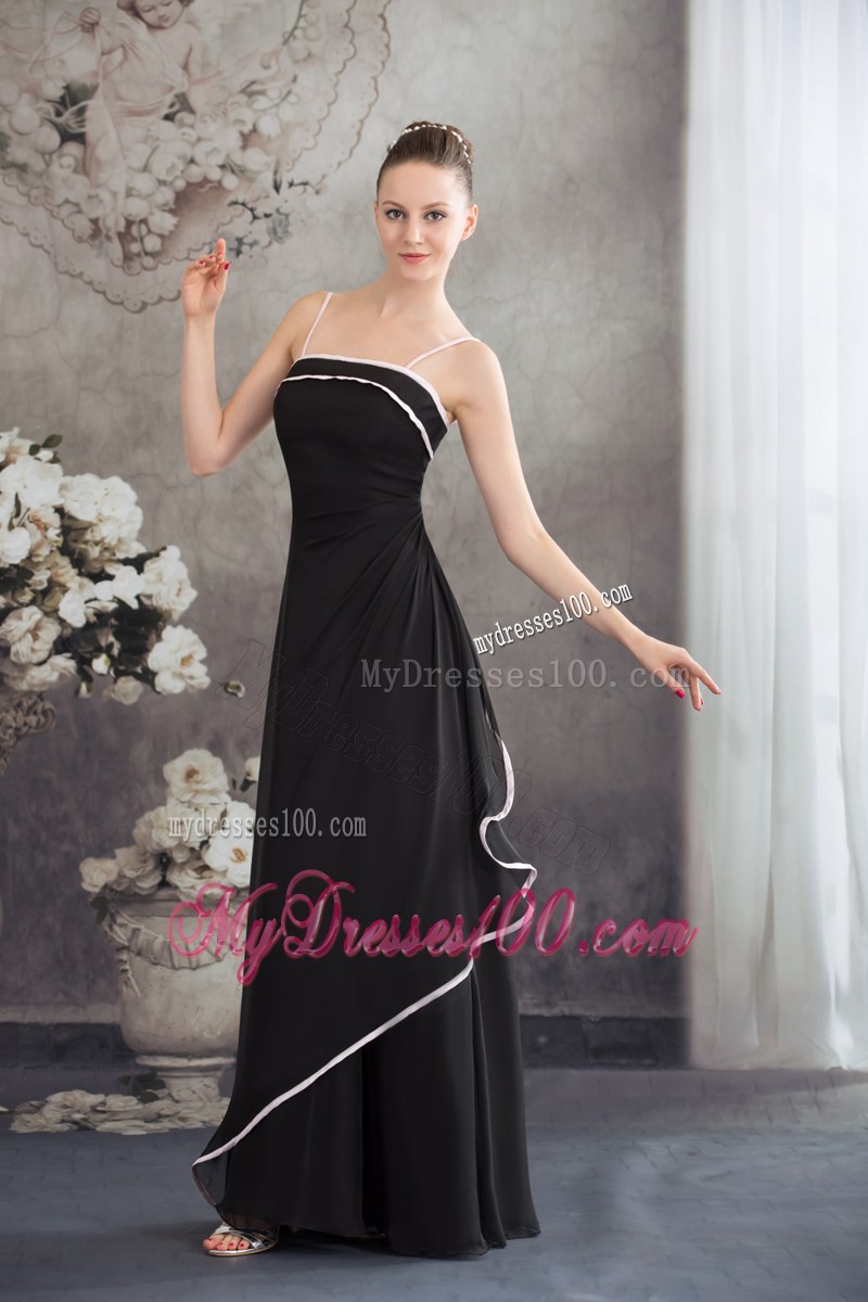 Simple Spaghetti Straps Black Long Formal Evening Dress for Women