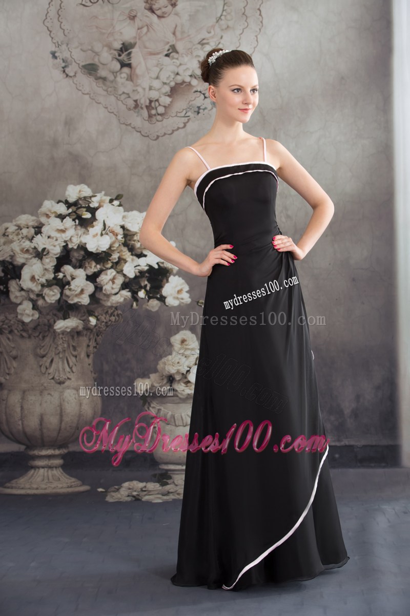 Simple Spaghetti Straps Black Long Formal Evening Dress for Women