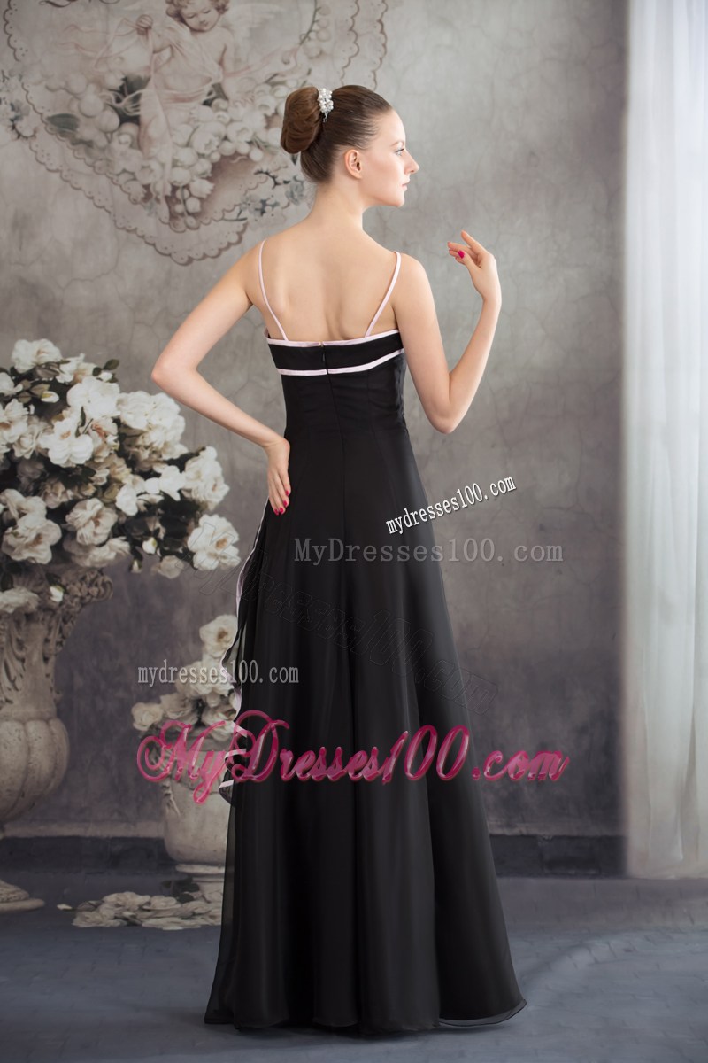 Simple Spaghetti Straps Black Long Formal Evening Dress for Women