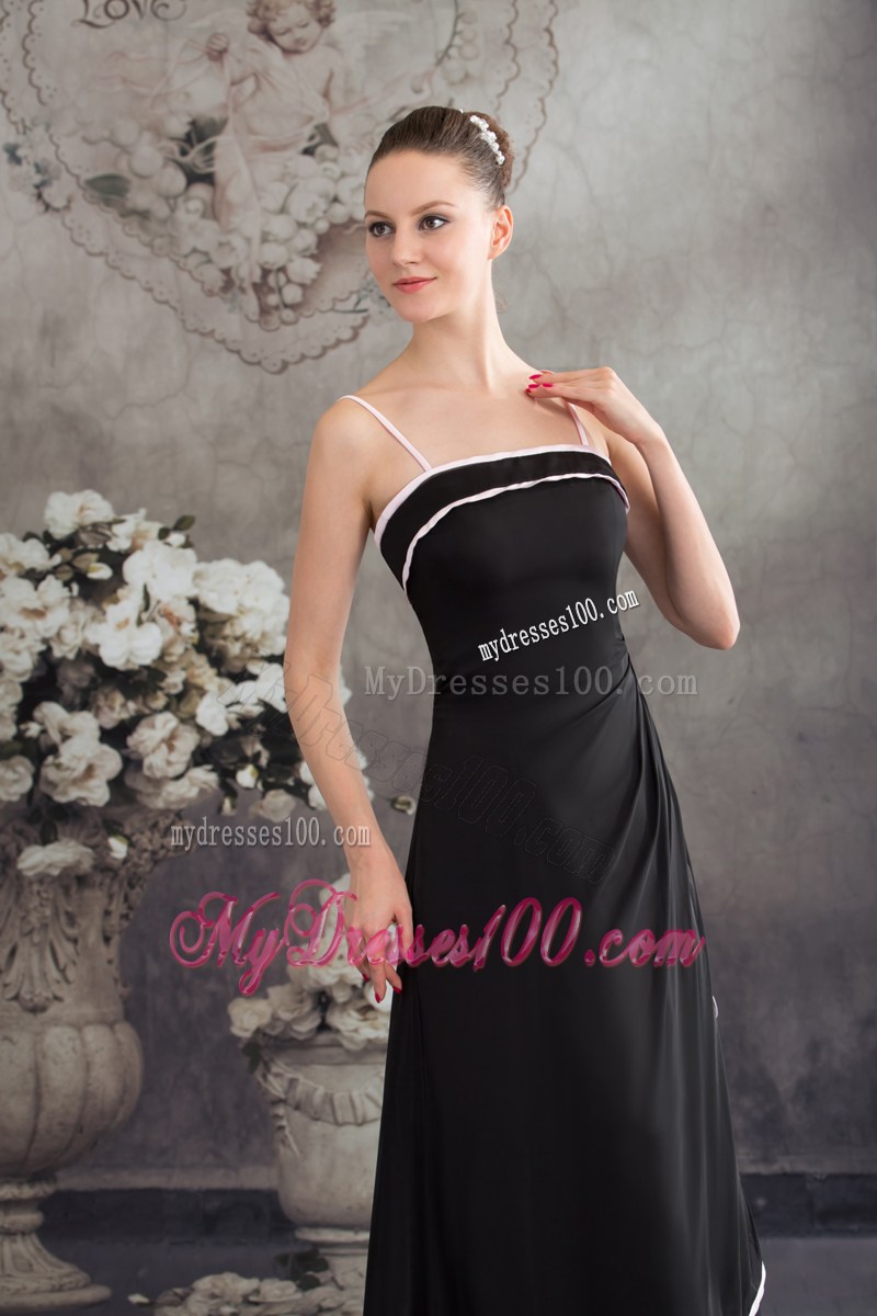 Simple Spaghetti Straps Black Long Formal Evening Dress for Women