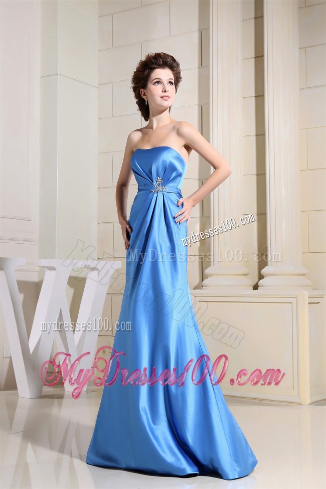 Sky Blue Foraml Evening Dresses With Strapless Floor-length