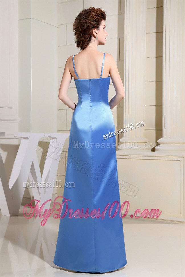 Sky Blue Foraml Evening Dresses With Strapless Floor-length