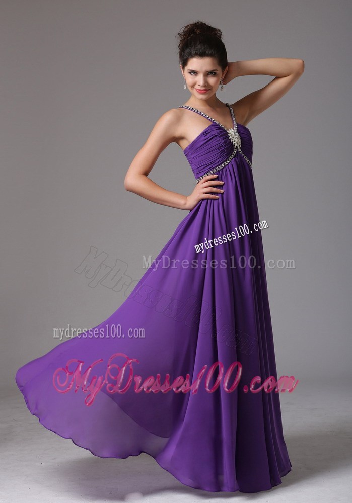 2013 Empire Spagetti Straps Prom Dress With Ruching and Beading