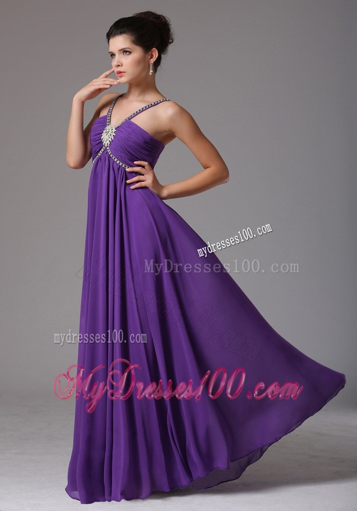 2013 Empire Spagetti Straps Prom Dress With Ruching and Beading