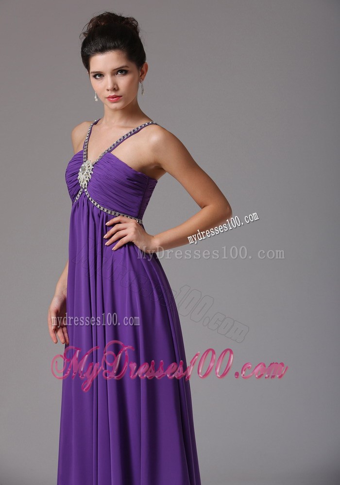 2013 Empire Spagetti Straps Prom Dress With Ruching and Beading