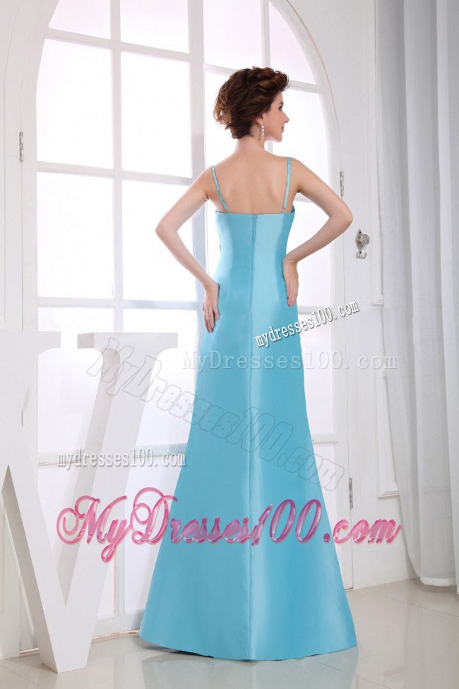 Spaghetti Straps Aqua Blue Beading Decorate Bodice Mermaid Floor-length 2013 Prom Dress