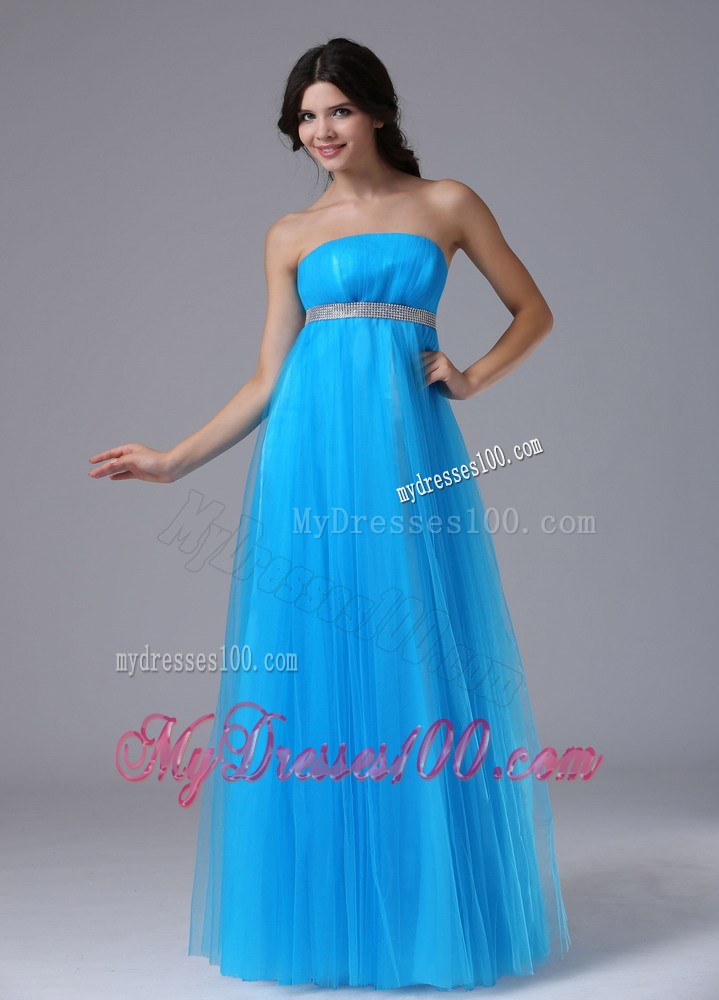 Custom Made Aqua Blue and Belt For 2013 Foraml Evening Dress