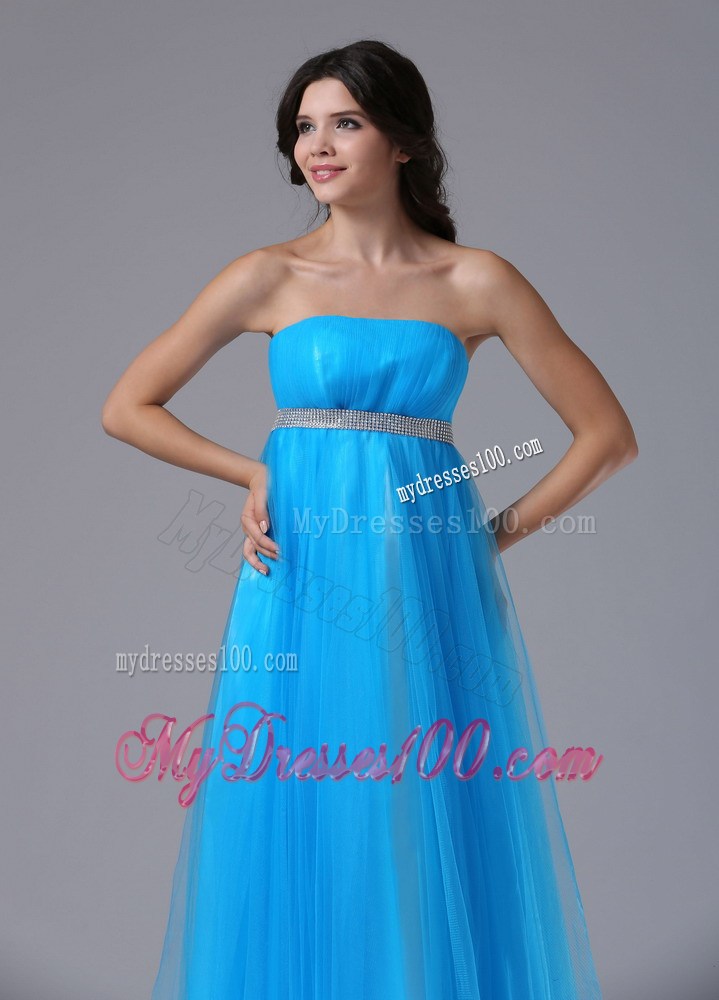 Custom Made Aqua Blue and Belt For 2013 Foraml Evening Dress