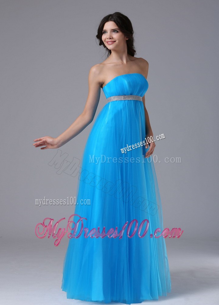 Custom Made Aqua Blue and Belt For 2013 Foraml Evening Dress