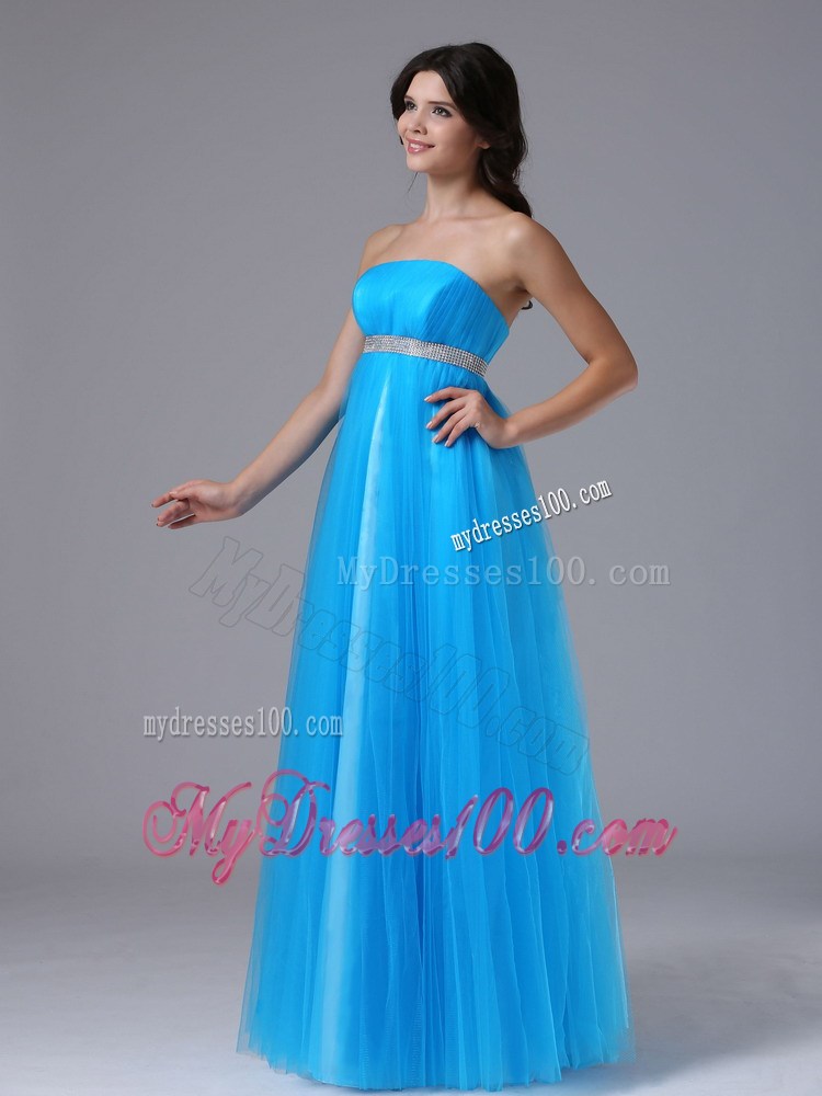 Custom Made Aqua Blue and Belt For 2013 Foraml Evening Dress