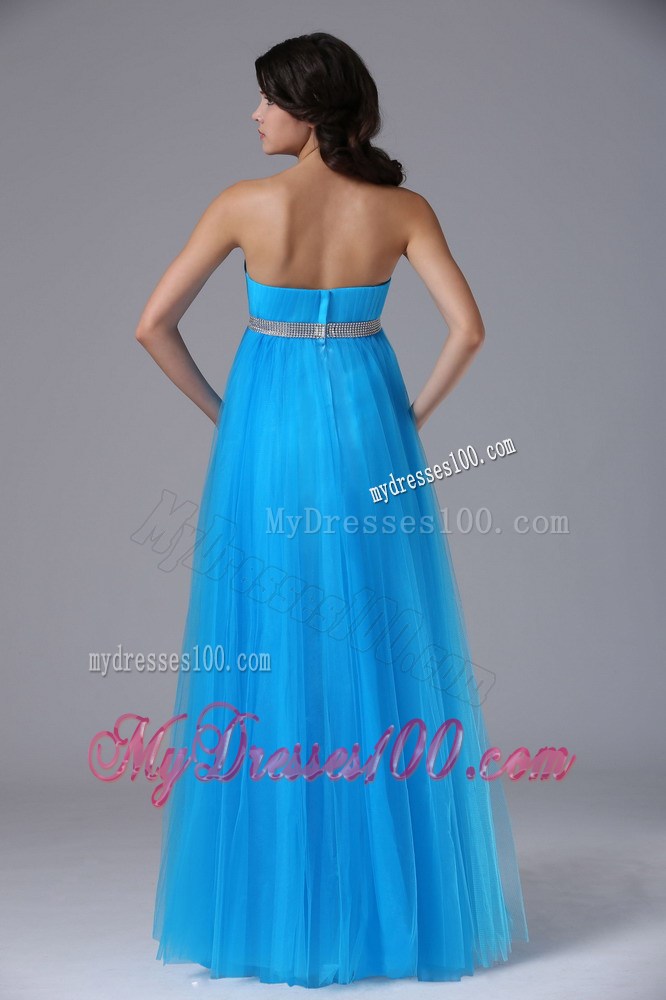 Custom Made Aqua Blue and Belt For 2013 Foraml Evening Dress