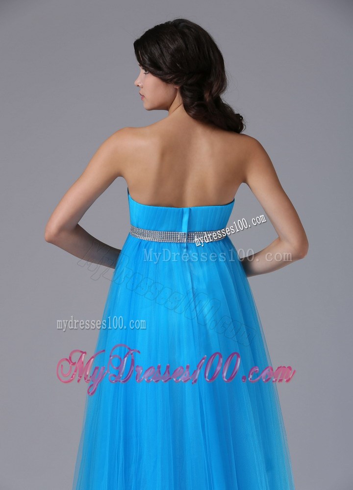 Custom Made Aqua Blue and Belt For 2013 Foraml Evening Dress
