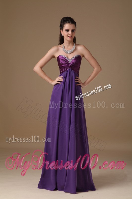 Purple Empire Sweetheart Foraml Evening Dress with Beading