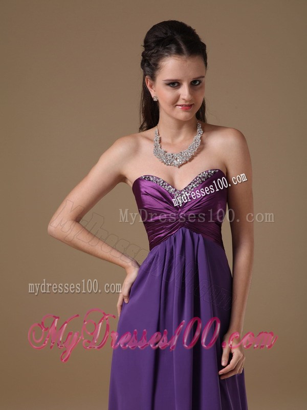 Purple Empire Sweetheart Foraml Evening Dress with Beading