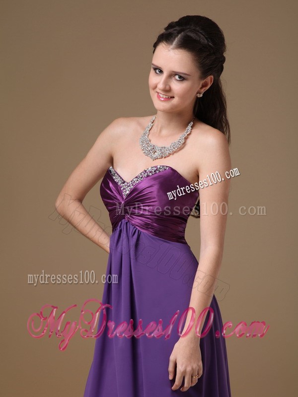 Purple Empire Sweetheart Foraml Evening Dress with Beading