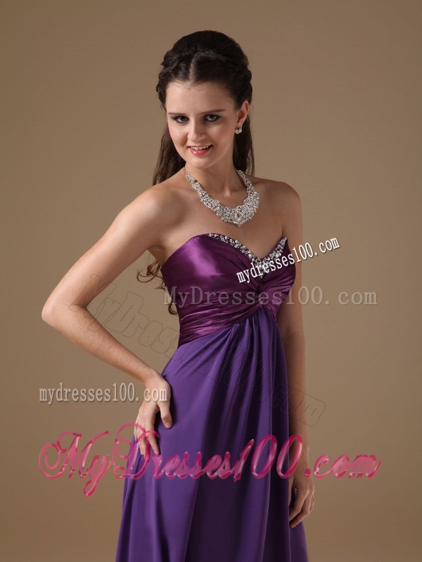 Purple Empire Sweetheart Foraml Evening Dress with Beading
