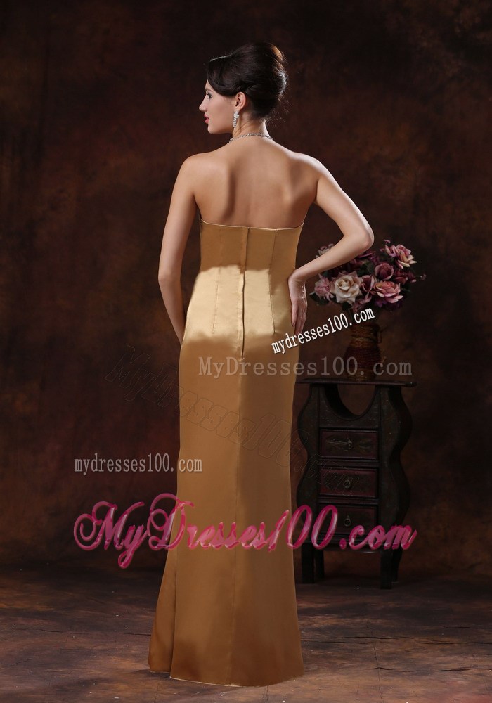 Mermaid Champagne Foraml Evening Dresses Strapless Beaded and Bow