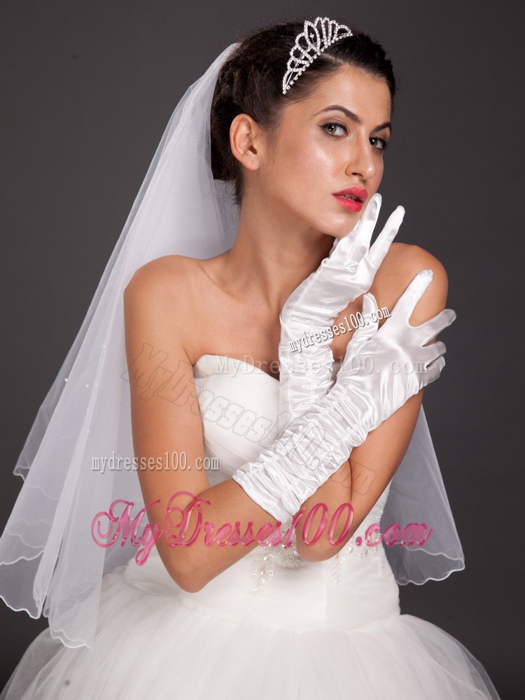 Elegant Satin Fingerless Elbow Length Bridal Gloves