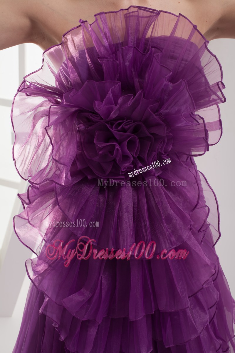 2013 Discount Purple Strapless Ruffles Prom Celebrity Dresses