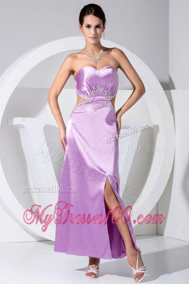 Beading High Slit Sweetheart Lavender Celebrity Dresses 2013