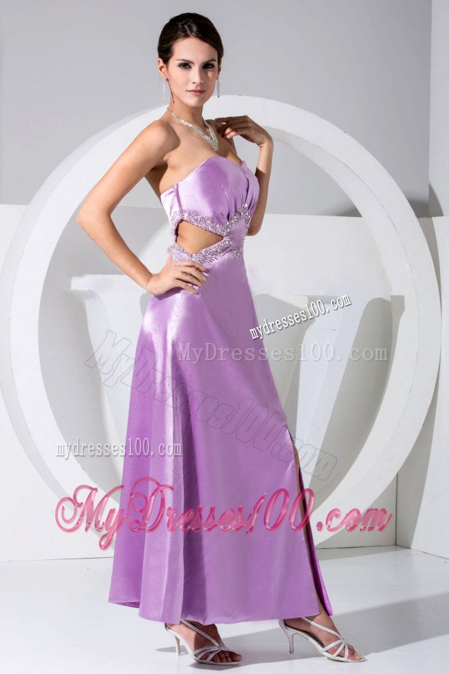 Beading High Slit Sweetheart Lavender Celebrity Dresses 2013