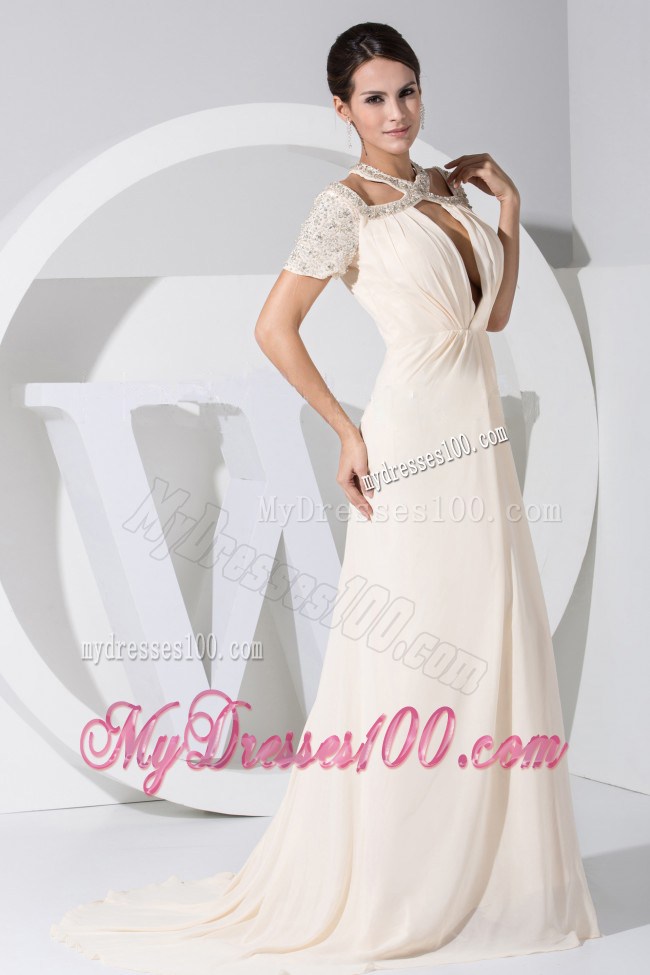 Beading Decorate Bodice Scoop Neckline Celebrity Dresses For 2013