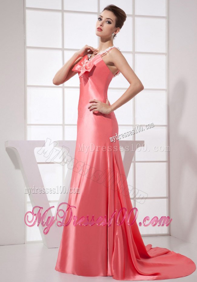 Beading Decorate Bodice Watermelon Red Straps 2013 Celebrity Dresses