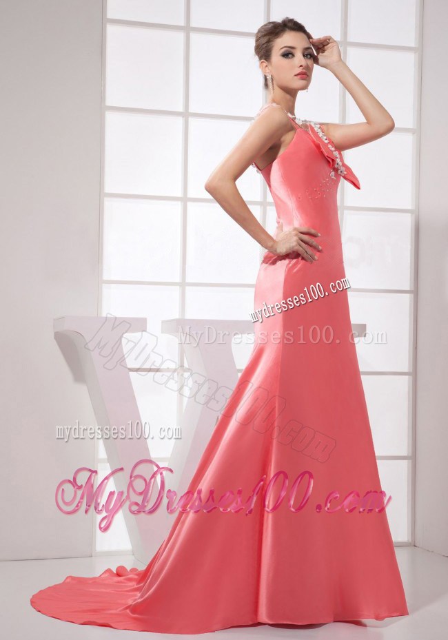 Beading Decorate Bodice Watermelon Red Straps 2013 Celebrity Dresses
