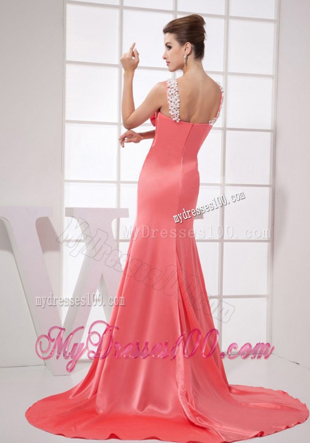 Beading Decorate Bodice Watermelon Red Straps 2013 Celebrity Dresses
