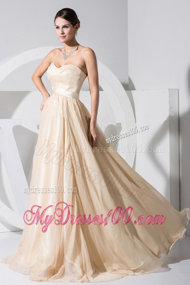 Champagne Sweetheart Brush Train 2013 Ruching Celebrity Dresses