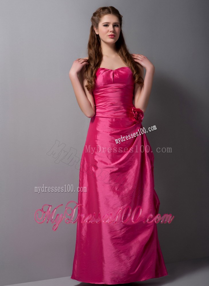 Customize Coral Red Sweetheart Hand Made Flowers Celebrity Dresses