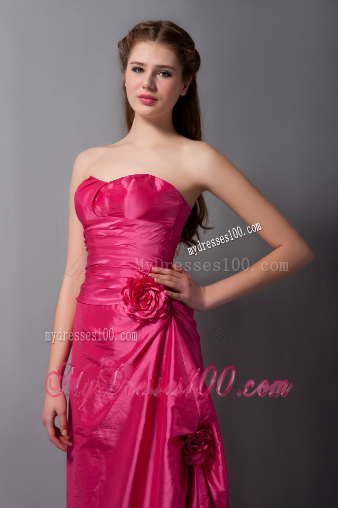 Customize Coral Red Sweetheart Hand Made Flowers Celebrity Dresses