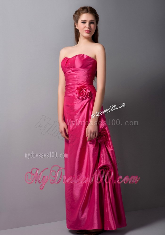Customize Coral Red Sweetheart Hand Made Flowers Celebrity Dresses