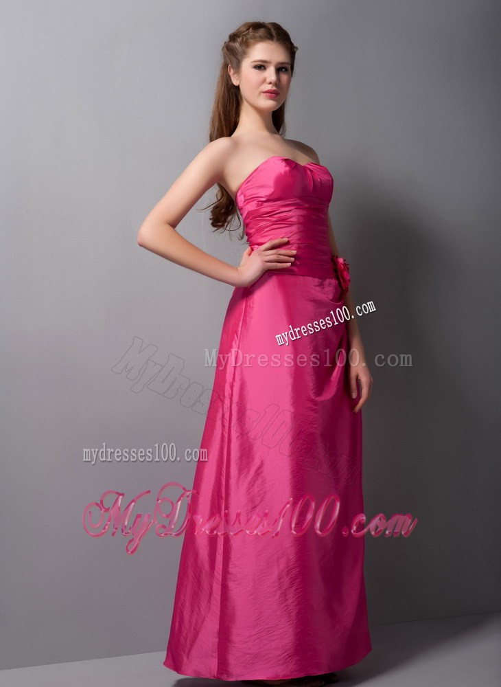 Customize Coral Red Sweetheart Hand Made Flowers Celebrity Dresses