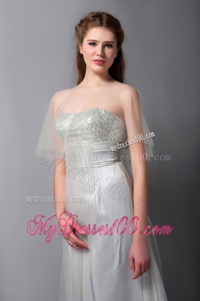 Fashion Gray Strapless Beading Celebrity Dresses Floor-length