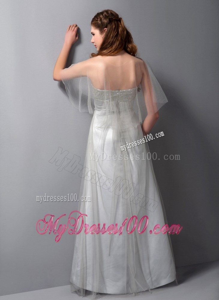 Fashion Gray Strapless Beading Celebrity Dresses Floor-length