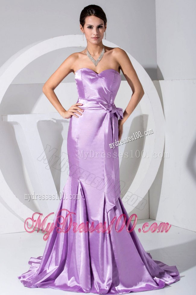 Lavender Sweetheart Neckline Bowknot Mermaid Celebrity Dresses
