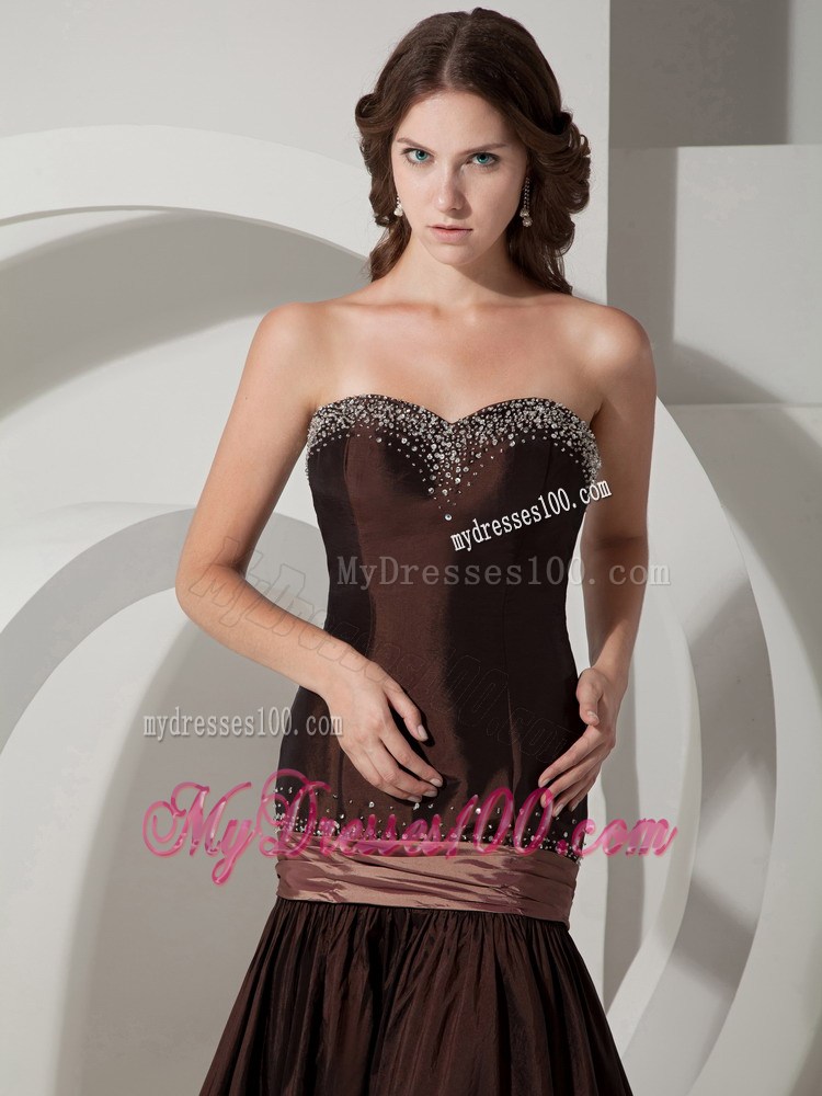 Brown Trumpet Sweetheart Beading Celebrity Dresses with Mermaid