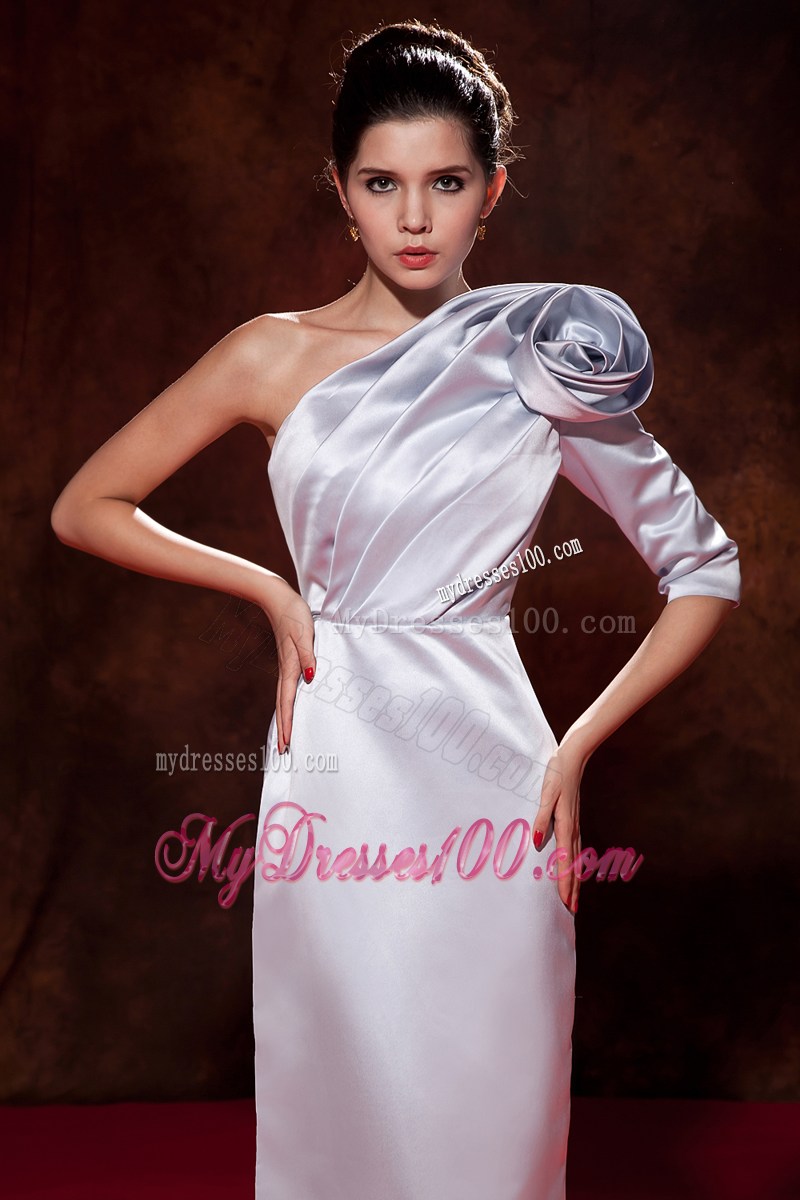 2013 Lilac Column Celebrity Dresses One Shoulder Hand Made Flower