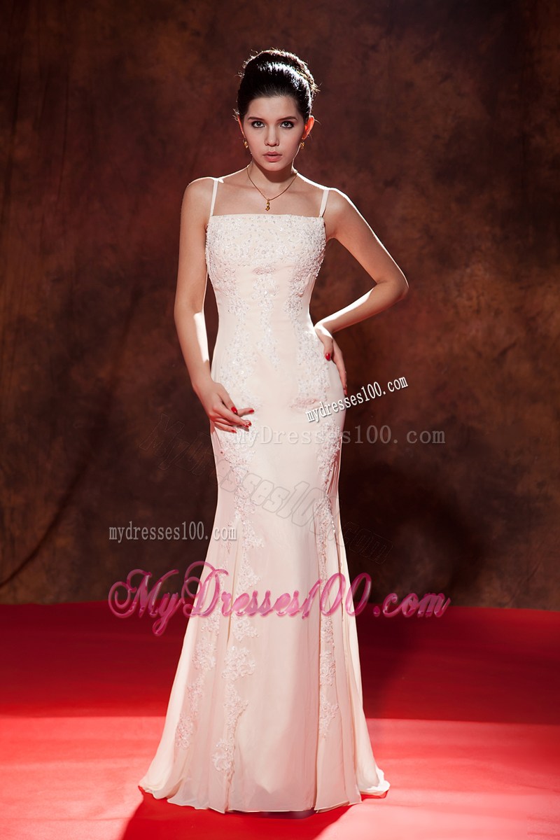 Elegant White Mermaid Spaghetti Straps Celebrity Dress Embroidery