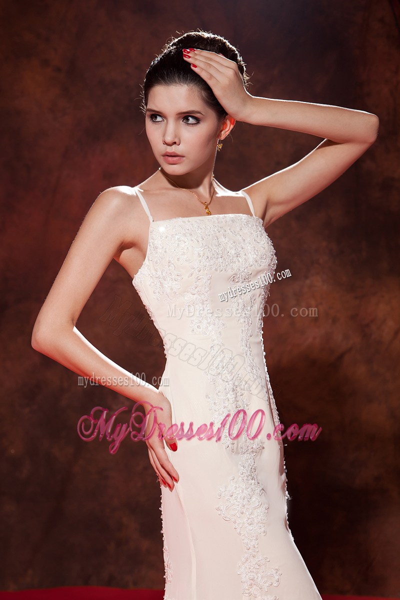 Elegant White Mermaid Spaghetti Straps Celebrity Dress Embroidery