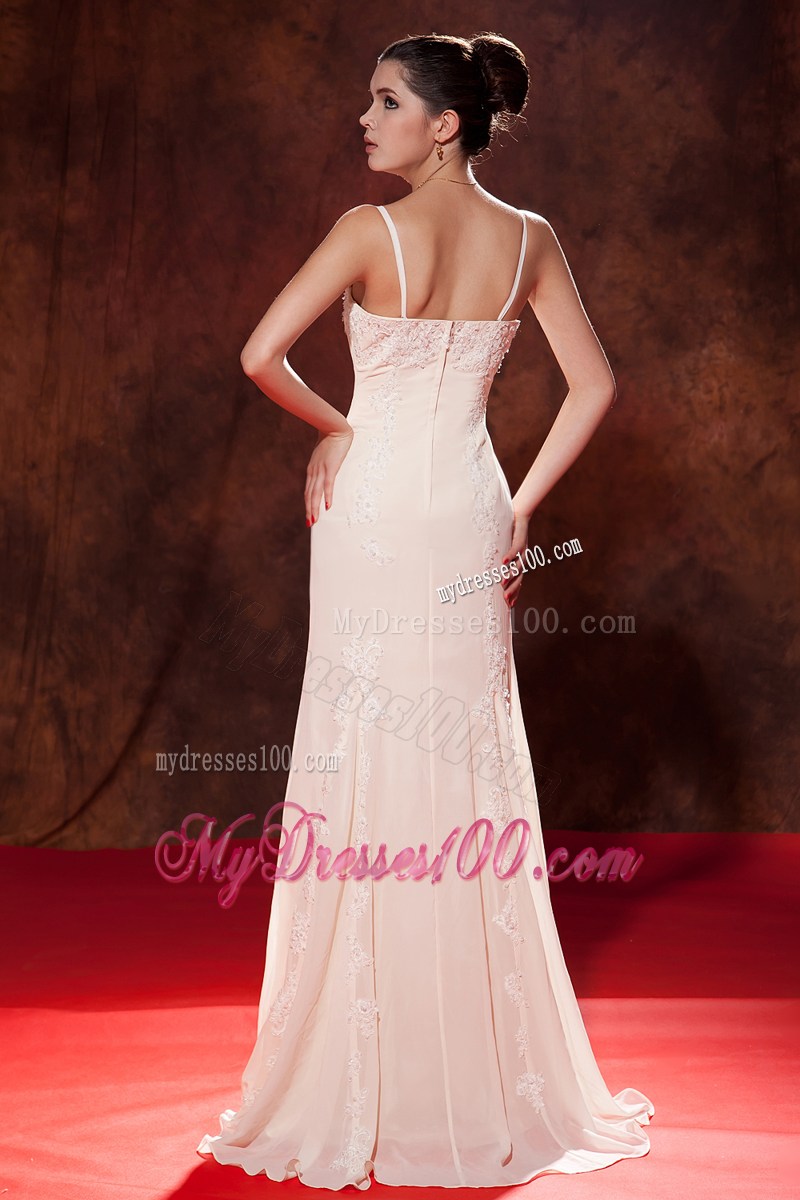 Elegant White Mermaid Spaghetti Straps Celebrity Dress Embroidery